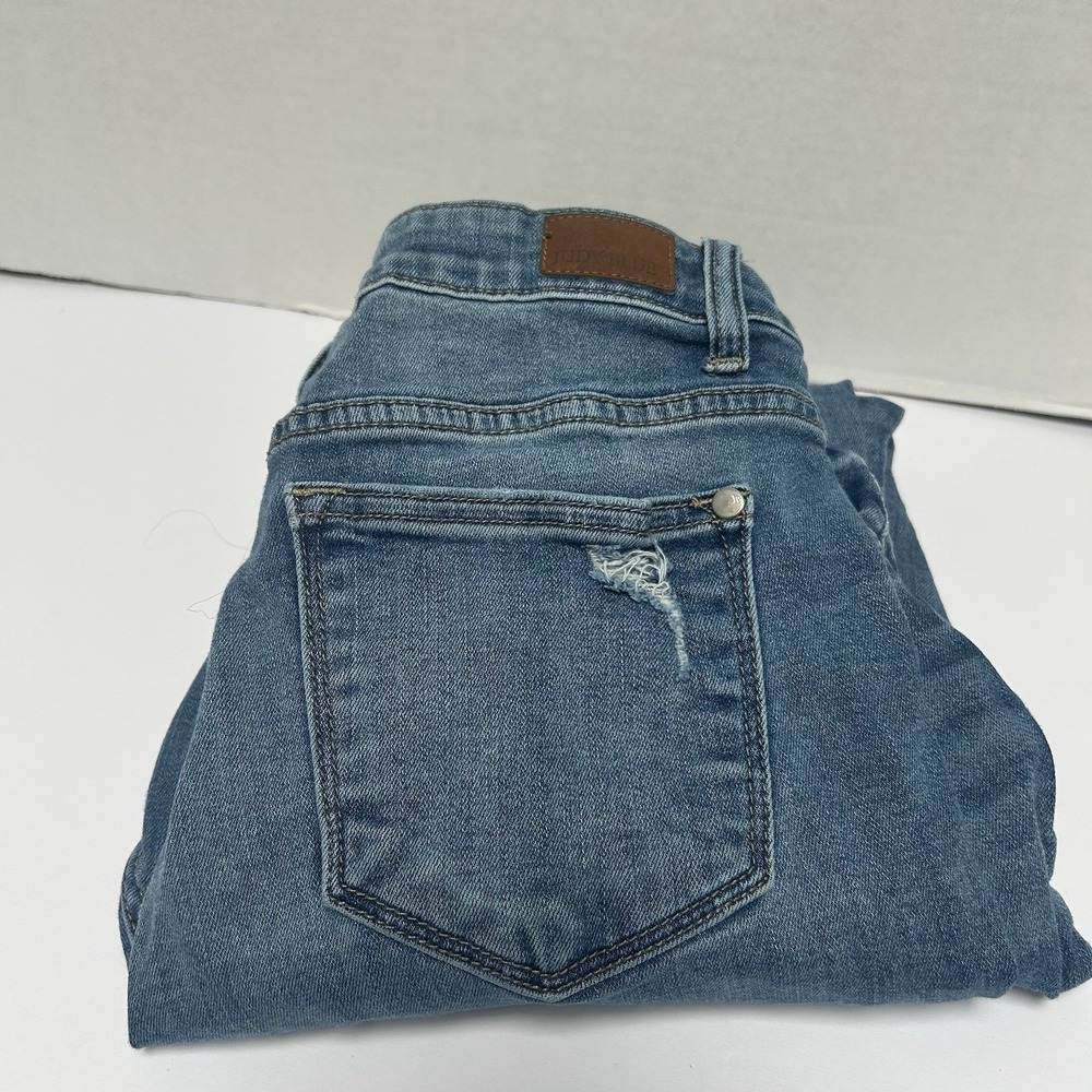 Judy Blue Mid-Rise Destroyed Boyfriend‎ Denim Jean Size 7/28 Style#82217 Raw Hem